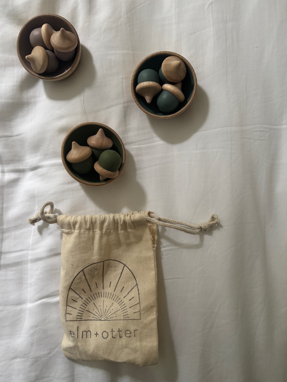 elm + otter wooden acorn sorting bowls